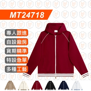 MT24718--380g 復古 插肩百搭 撞色拉鍊衛衣